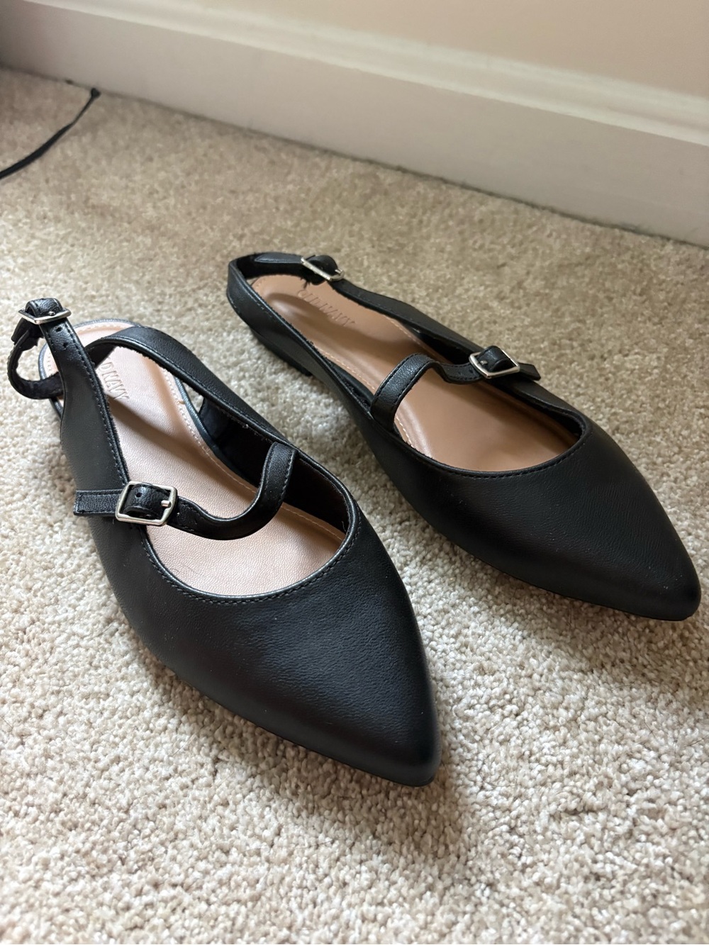 Old Navy Black Pointed Toe Mary Jane Slingback Flats